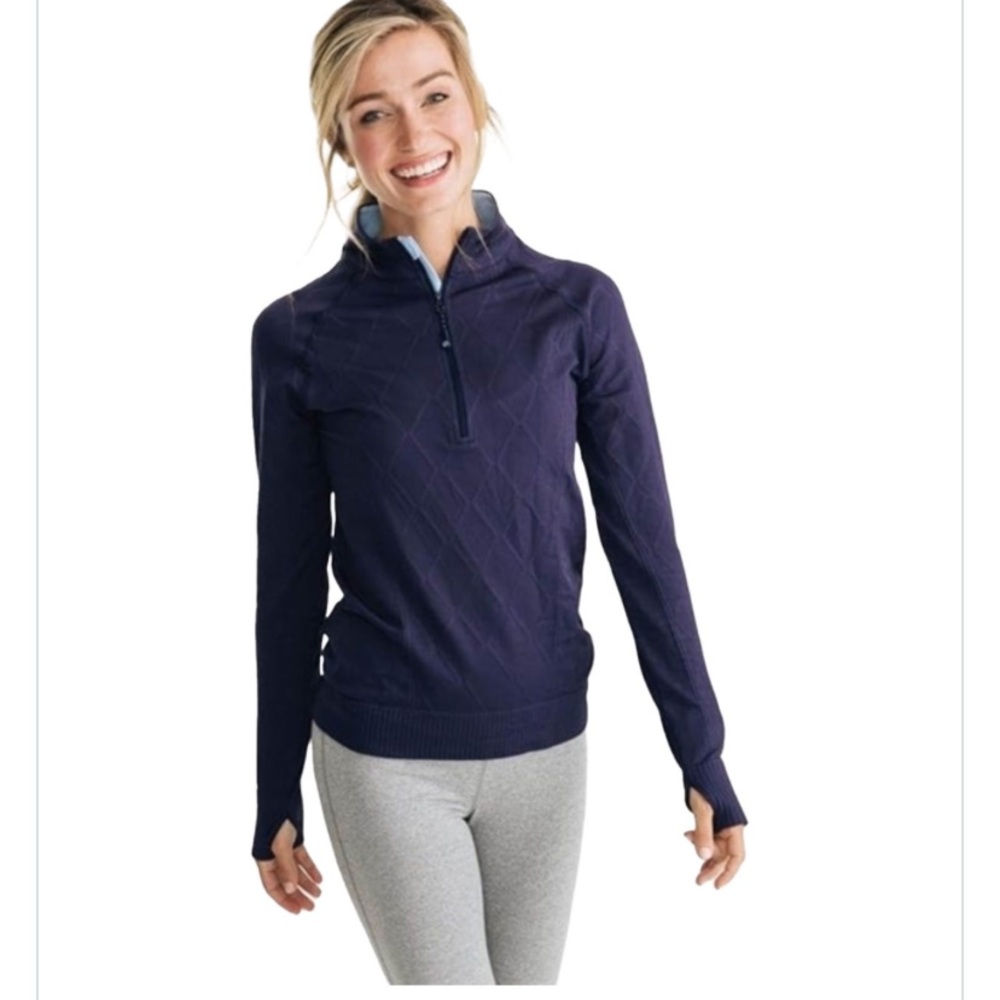 Southern Tide Women's Nautical Navy Cable Knit Quarter-Zip medium